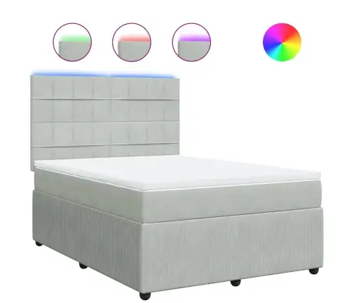 Lova Su Spyruoklėmis Ir Čiužiniu, Pilka, 160X200 cm Aksomas