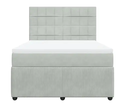 Lova Su Spyruoklėmis Ir Čiužiniu, Pilka, 160X200 cm Aksomas