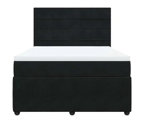 Kontinentaalvoodi Madratsiga, Must, 160X200 cm Samet