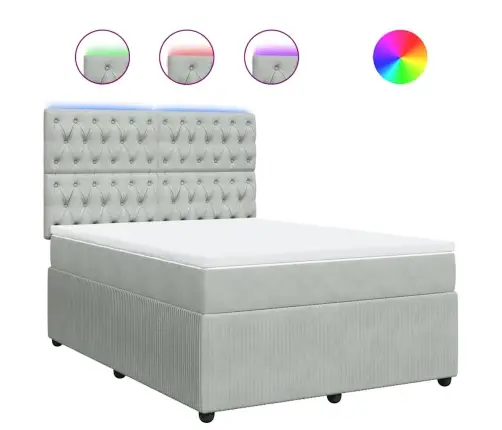 Lova Su Spyruoklėmis Ir Čiužiniu, Pilka, 160X200 cm Aksomas