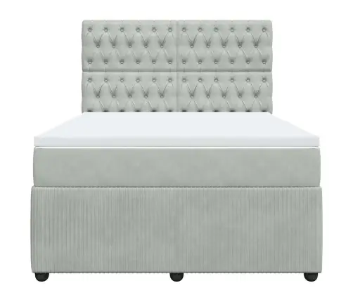 Lova Su Spyruoklėmis Ir Čiužiniu, Pilka, 160X200 cm Aksomas