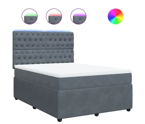 Atsperu Gulta Ar Matraci, Tumši Pelēka Samts, 160X200 Cm Vidaxl