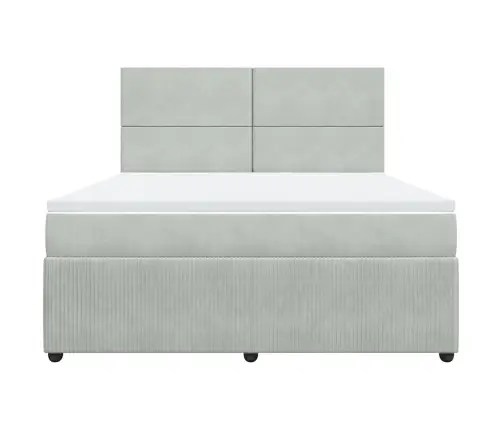 Atsperu Gulta Ar Matraci, Gaiši Pelēka Samts, 180X200 Cm Vidaxl