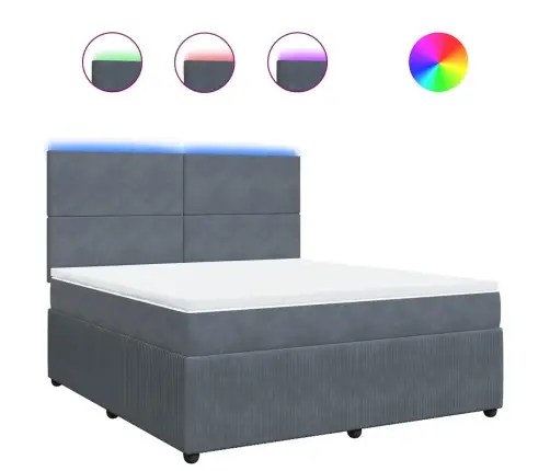 Lova Su Spyruoklėmis Ir Čiužiniu, Pilka, 180X200 cm Aksomas