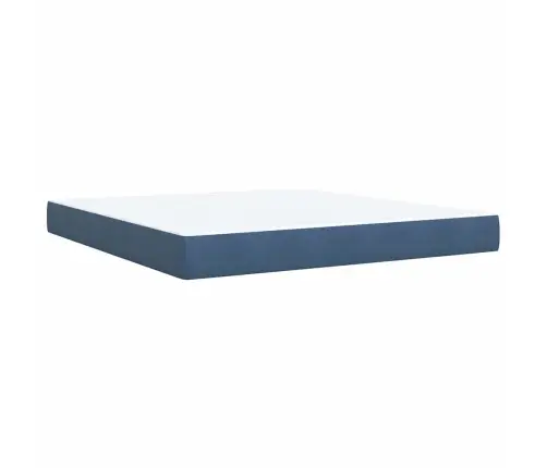 Lova Su Spyruoklėmis Ir Čiužiniu, Mėlyna, 180X200cm Aksomas