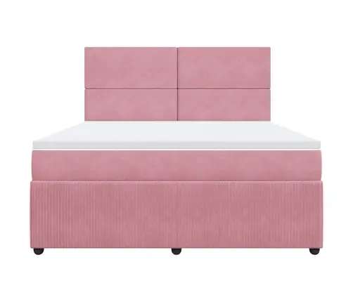 Atsperu Gulta Ar Matraci, Rozā Samts, 180X200 Cm Vidaxl
