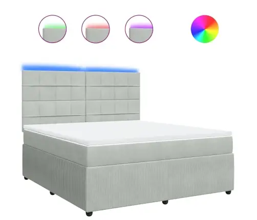 Atsperu Gulta Ar Matraci, Gaiši Pelēka Samts, 180X200 Cm Vidaxl