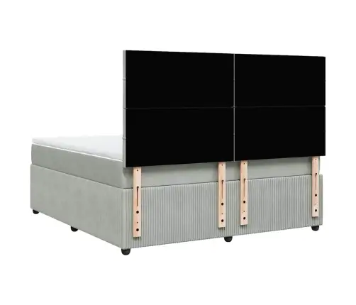 Atsperu Gulta Ar Matraci, Gaiši Pelēka Samts, 180X200 Cm Vidaxl