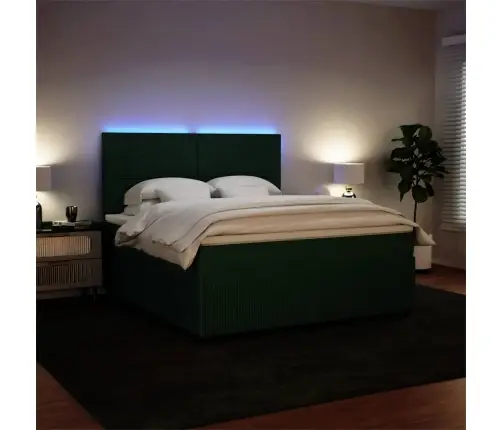 Atsperu Gulta Ar Matraci, Tumši Zaļš Samts, 180X200 Cm Vidaxl