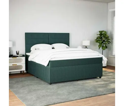 Atsperu Gulta Ar Matraci, Tumši Zaļš Samts, 180X200 Cm Vidaxl