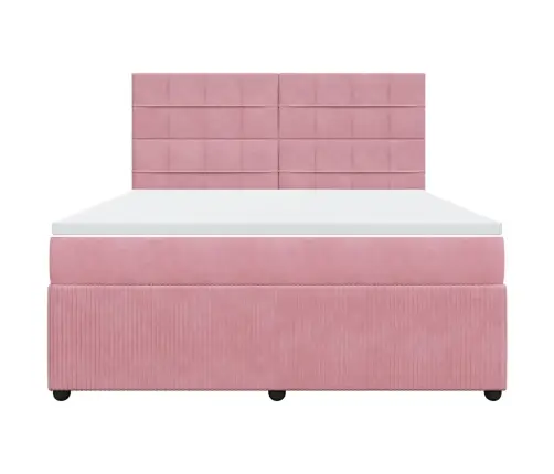 Atsperu Gulta Ar Matraci, Rozā Samts, 180X200 Cm Vidaxl