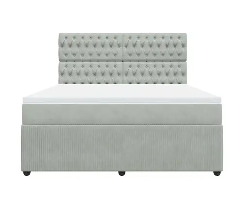 Atsperu Gulta Ar Matraci, Gaiši Pelēka Samts, 180X200 Cm Vidaxl