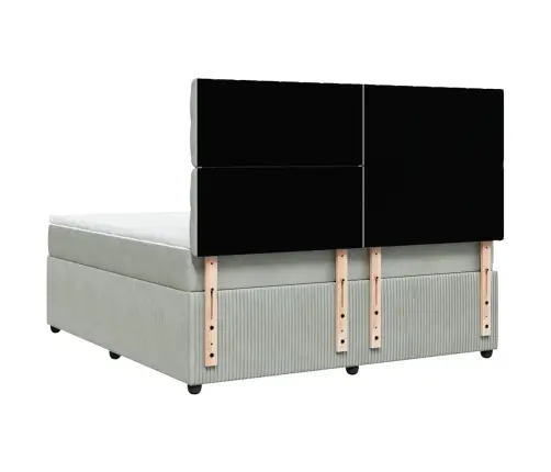 Atsperu Gulta Ar Matraci, Gaiši Pelēka Samts, 180X200 Cm Vidaxl