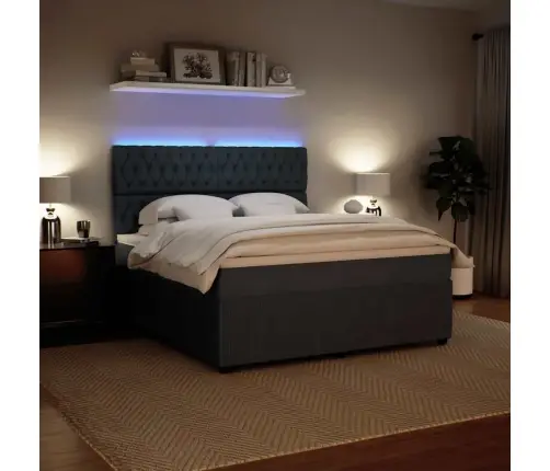 Lova Su Spyruoklėmis Ir Čiužiniu, Pilka, 180X200 cm Aksomas