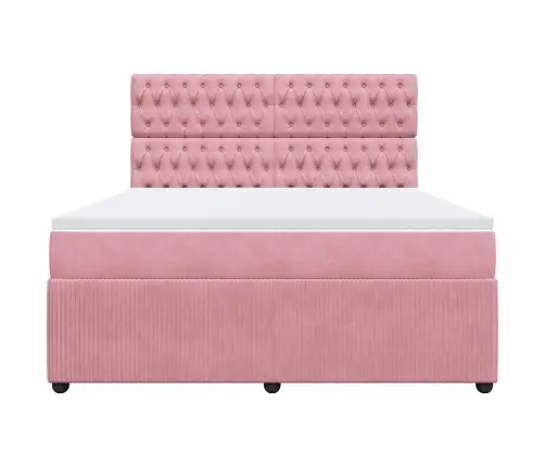 Atsperu Gulta Ar Matraci, Rozā Samts, 180X200 Cm Vidaxl