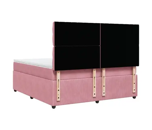 Atsperu Gulta Ar Matraci, Rozā Samts, 180X200 Cm Vidaxl