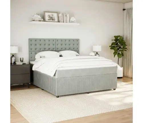 Atsperu Gulta Ar Matraci, Gaiši Pelēka Samts, 180X200 Cm Vidaxl