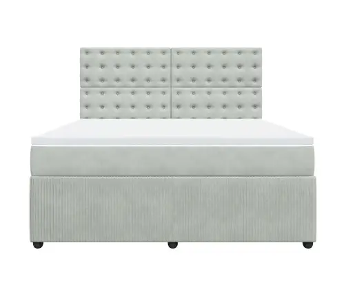 Atsperu Gulta Ar Matraci, Gaiši Pelēka Samts, 180X200 Cm Vidaxl