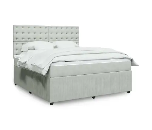 Atsperu Gulta Ar Matraci, Gaiši Pelēka Samts, 180X200 Cm Vidaxl