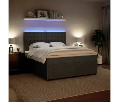 Kontinentaalvoodi Madratsiga, Tumehall, 180X200 cm Samet