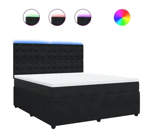 Atsperu Gulta Ar Matraci, Melna Samts, 180X200 Cm Vidaxl