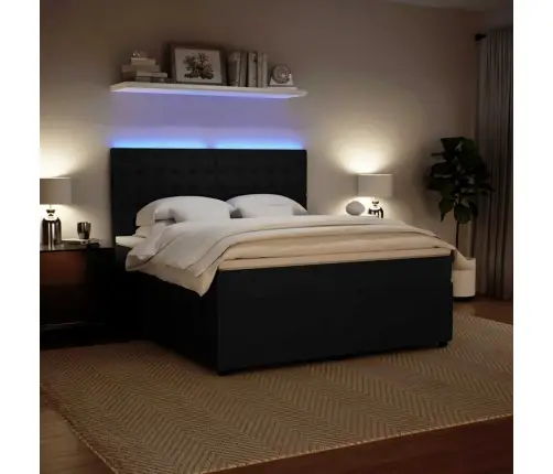 Atsperu Gulta Ar Matraci, Melna Samts, 180X200 Cm Vidaxl