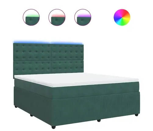 Atsperu Gulta Ar Matraci, Tumši Zaļš Samts, 180X200 Cm Vidaxl