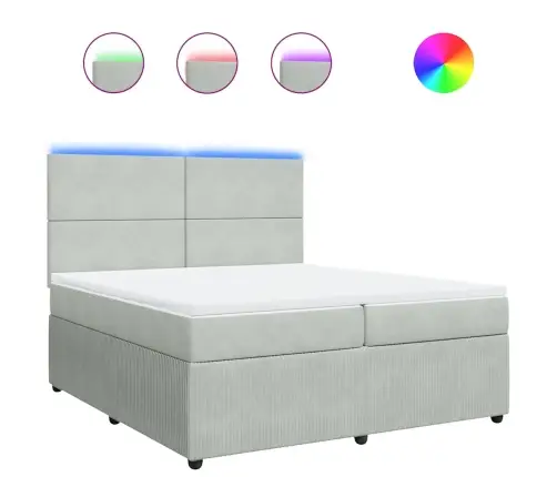 Atsperu Gulta Ar Matraci, Gaiši Pelēka Samts, 200X200 Cm Vidaxl