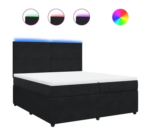 Atsperu Gulta Ar Matraci, Melna Samts, 200X200 Cm Vidaxl