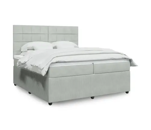 Atsperu Gulta Ar Matraci, Gaiši Pelēka Samts, 200X200 Cm Vidaxl