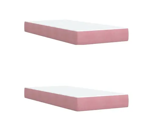 Atsperu Gulta Ar Matraci, Rozā Samts, 200X200 Cm Vidaxl