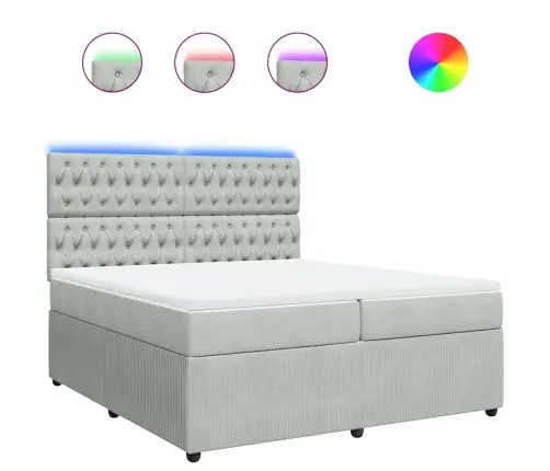 Kontinentaalvoodi Madratsiga, Helehall, 200X200 cm Samet