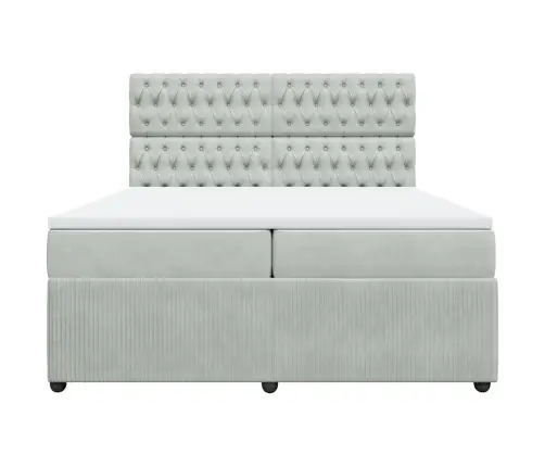 Kontinentaalvoodi Madratsiga, Helehall, 200X200 cm Samet