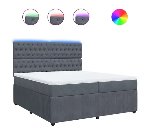 Atsperu Gulta Ar Matraci, Tumši Pelēka Samts, 200X200 Cm Vidaxl