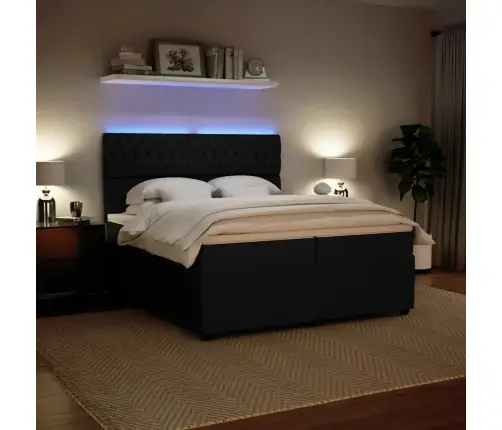 Atsperu Gulta Ar Matraci, Melna Samts, 200X200 Cm Vidaxl