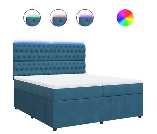 Kontinentaalvoodi Madratsiga, Sinine, 200X200 cm Samet