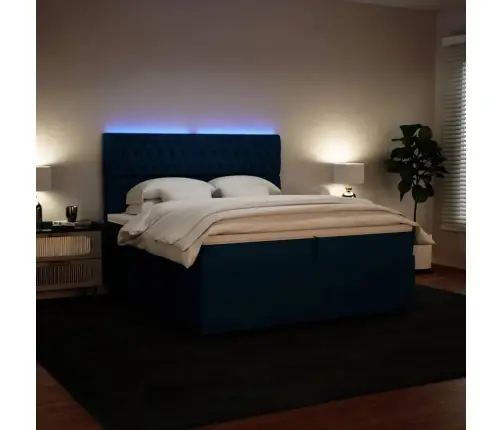 Kontinentaalvoodi Madratsiga, Sinine, 200X200 cm Samet