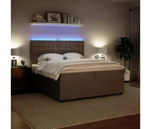 Lova Su Spyruoklėmis Ir Čiužiniu, Pilka, 200X200 cm Aksomas