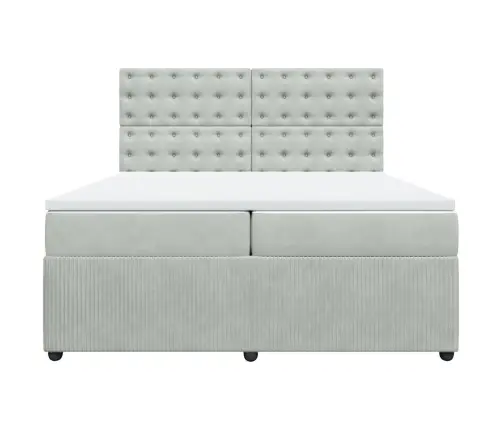 Lova Su Spyruoklėmis Ir Čiužiniu, Pilka, 200X200 cm Aksomas