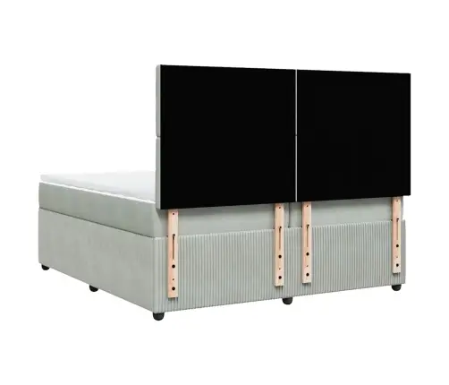 Lova Su Spyruoklėmis Ir Čiužiniu, Pilka, 200X200 cm Aksomas