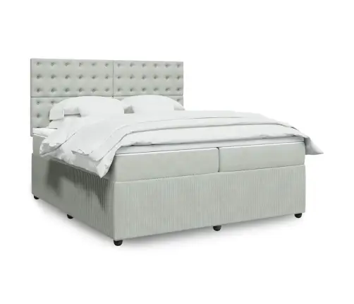 Lova Su Spyruoklėmis Ir Čiužiniu, Pilka, 200X200 cm Aksomas