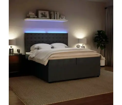 Lova Su Spyruoklėmis Ir Čiužiniu, Pilka, 200X200 cm Aksomas