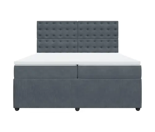 Lova Su Spyruoklėmis Ir Čiužiniu, Pilka, 200X200 cm Aksomas