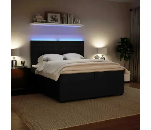 Kontinentaalvoodi Madratsiga, Must, 200X200 cm Samet