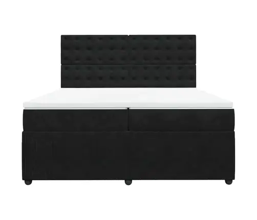 Kontinentaalvoodi Madratsiga, Must, 200X200 cm Samet