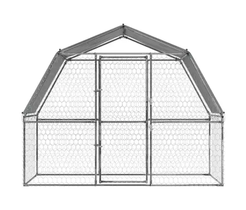 Suņu Būris Ar Jumtu Un Durvīm, Sudrabains, Cinkots Tērauds Vidaxl