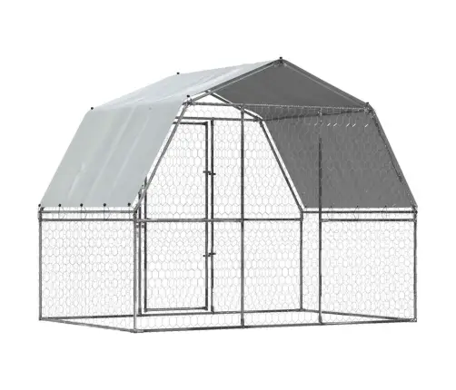 Suņu Būris Ar Jumtu Un Durvīm, Sudrabains, Cinkots Tērauds Vidaxl