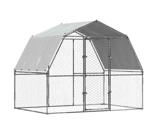 Vistu Būris Ar Jumtu Un Durvīm, Sudraba, Cinkots Tērauds Vidaxl