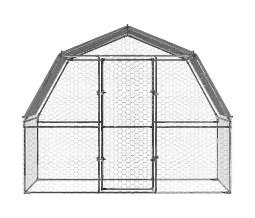 Vistu Būris Ar Jumtu Un Durvīm, Sudraba, Cinkots Tērauds Vidaxl