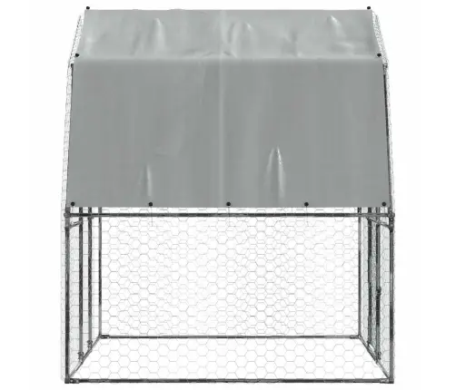 Vistu Būris Ar Jumtu Un Durvīm, Sudraba, Cinkots Tērauds Vidaxl